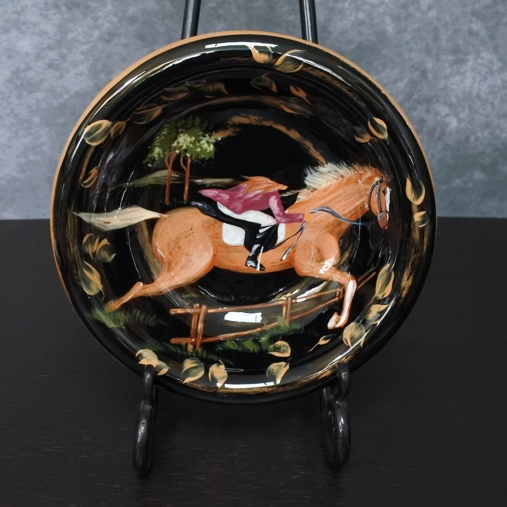 Vintage Lesal Ceramics Lisa Lindberg Hand Painted Horse Rider Art Pottery Bowl